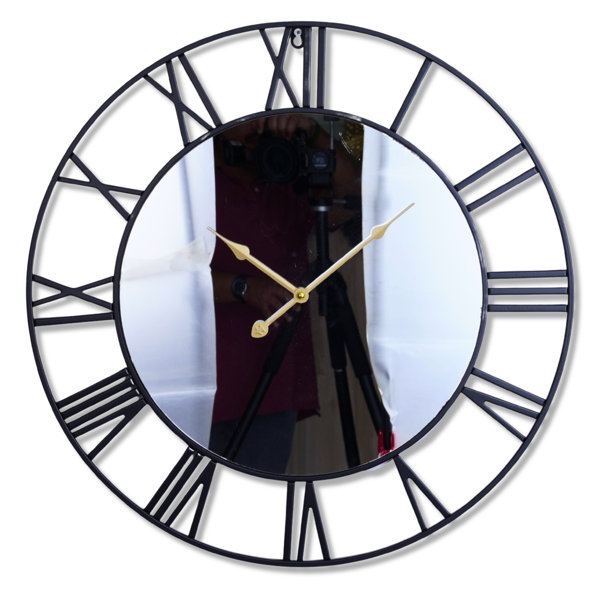 Mercer41 Large gold wall clock with mirror silent clock roman heavy
